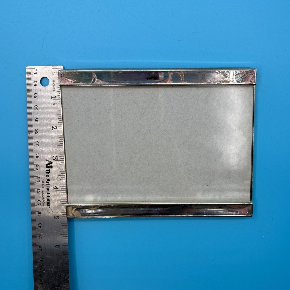 Vintage Y2K Silver Plated‎ 4x6 Picture Frame Wide Metal Border Minimalist Modern - Picture 3 of 10